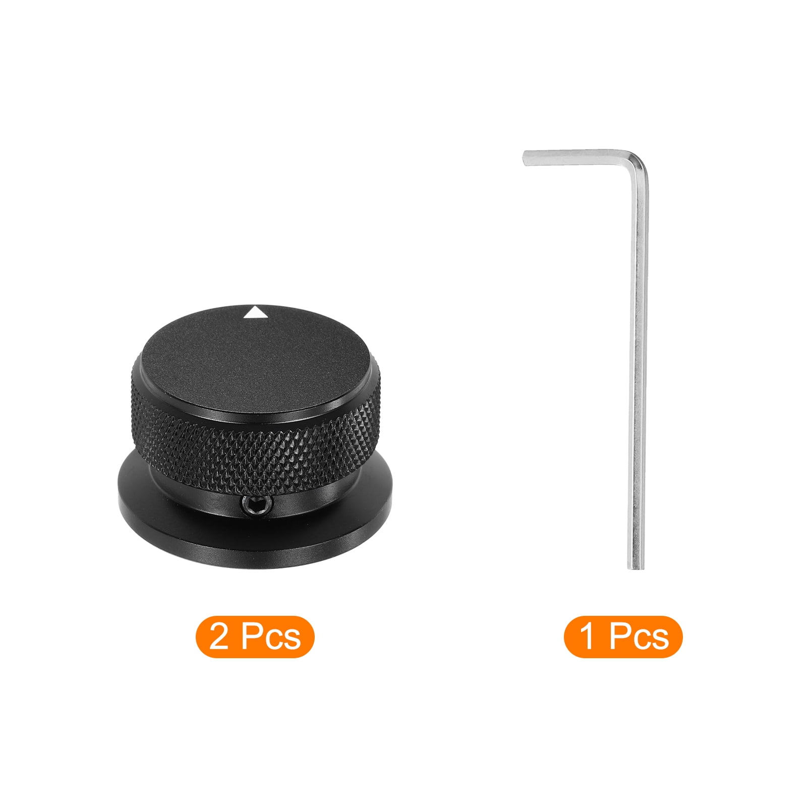 2 Pcs Aluminium Potentiometer Knobs, 1/4" (6mm) Universal Volume Tone Control Knobs with Arrow Indicator, 4/5" Black(34x20mm)