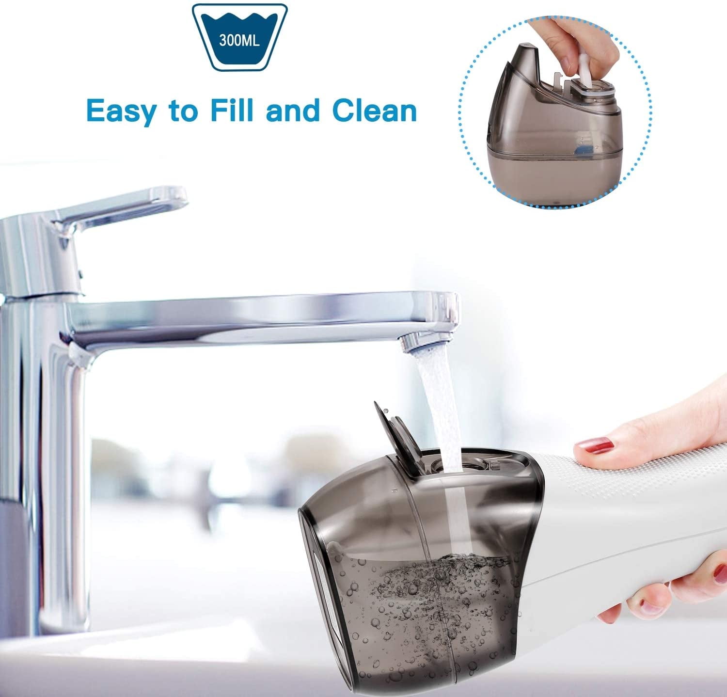 BESTOPE Water Flosser 300ML 5 Modes & 6 Jet Tips - IPX7 Waterproof Cordless Dental Oral Irrigator Portable and Rechargeable Water Flossing for Braces & Bridges Care, Home and Travel