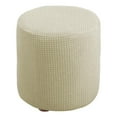 thumbnail image 2 of Stretch Ottoman Slipcovers Round Ottoman Covers Removable Footstool Covers Storage Ottoman for Living Room - White, 2 of 8
