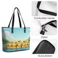 thumbnail image 4 of Yellow Duck Woman Leather Handbags Large Tote Bag Fashion Portable Handbags With Zipper, 4 of 7