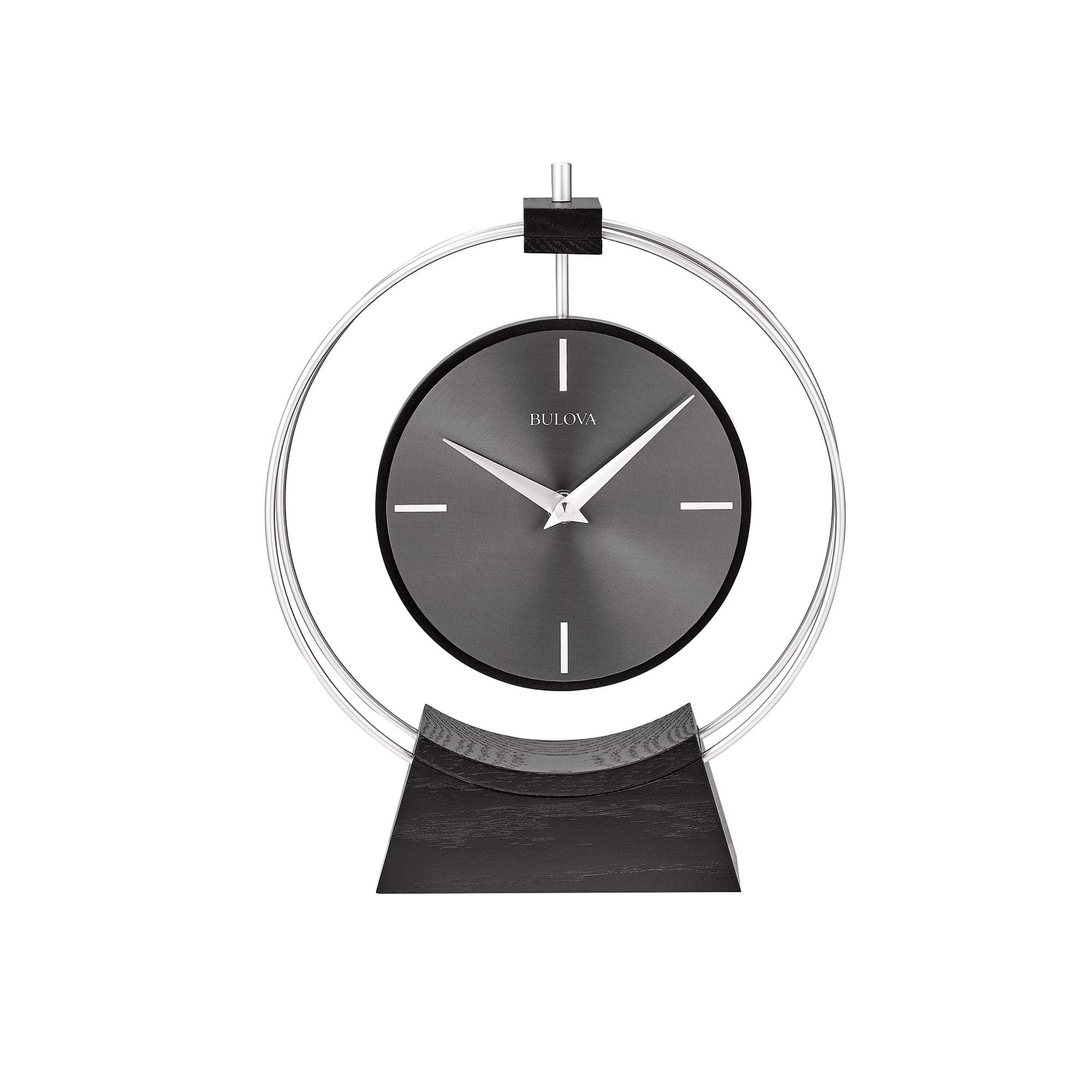Aire Silver Modern desk clock by Bulova