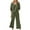Army Green, variant on Dazajoo Solid Color 2 Piece Outfits Set for Women Cotton Linen 3/4 Sleeve Square Neck Shirts Tops Wide Leg Pants Lounge Suits 2024 Womens Summer Fashion Loose Fit Loungewear,Army Green,S