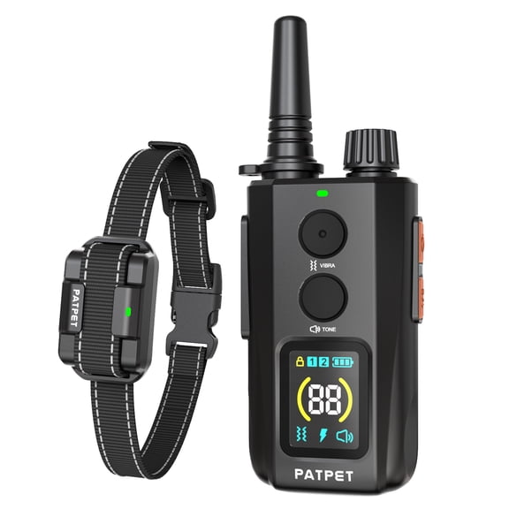 Patpet 2000FT Remote Waterproof LED Dog Training Collar with Shock & Vibration, IPX7 Rated & 99 Levels