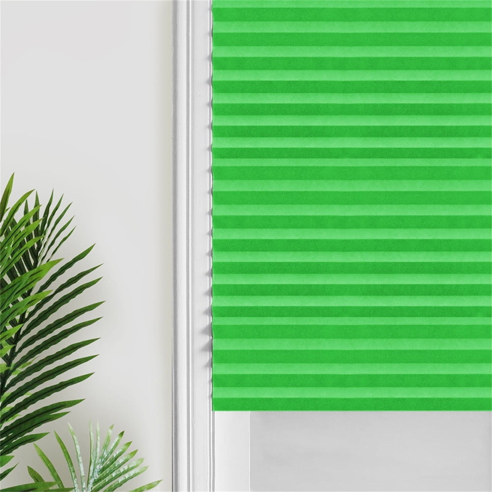 Window Blinds for Home, No Drill Blinds for Windows, Window Shades Pull Down, Mini Blinds for Indoor Windows, Adhesive Pleated Blinds Folding Privacy Curtain Green 23.62x70.87 Inch 1Pcs