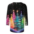 thumbnail image 5 of Ounisa 3/4 Length Sleeve Tops Blouses Christmas Gifts for Women Christmas Tree Snowman Decor Lightweight Coats Fall Outfits Winter Clothing Dressy Casual Soft, 5 of 5