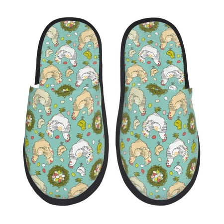 Balery Chicken Laying Eggs Slient Indoor Furry Fleece Comfort House Shoes Soft Non-Slip Home Shoes Cotton slippers House Slippers-- Medium