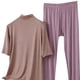 thumbnail image 5 of TaTaai Womens high neck pajama set, 3/4 sleeves, solid color modal, casual trendy, breathable skin-friendly, comfortable fit, great for spring & autumn bedtime & relaxation Gift, 5 of 5