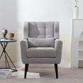 thumbnail image 2 of HSUNNS Accent Chair, Modern Chenille Upholstered Arm Chairs with Lumbar Support Pillow and Thick Padded Cushion, Rubberwood Legs, Comfy Soft Padded Lounge Chair for Small Space, Grey, 2 of 11