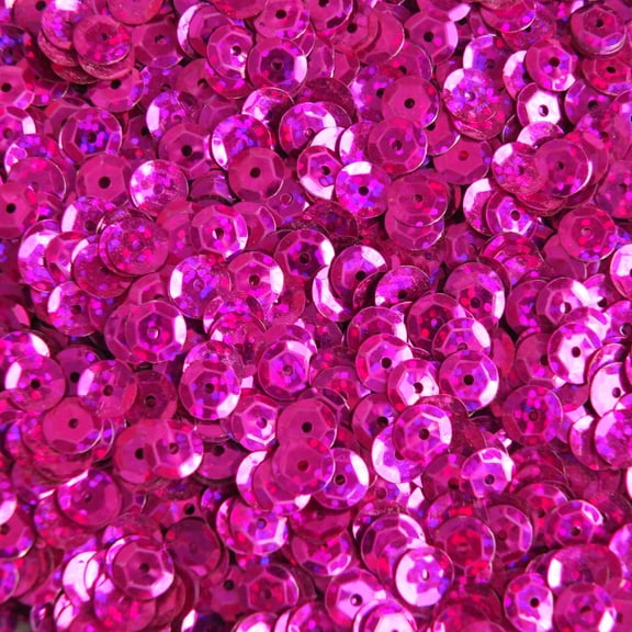 Fuchsia Pink Cup Sequins 6mm Hologram Glitter Multi Reflective Metallic Made in USA