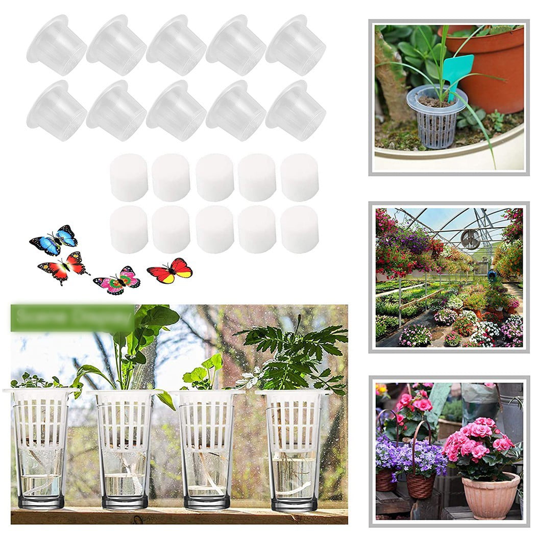 50Pcs Mesh Pot Net Cup Basket Hydroponic Garden-Plant Grow Vegetable Insert Set 