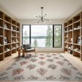 thumbnail image 2 of ODIKA 9'x12' Washable Area Rug Pink Bouquet Ribbon Ties Sprig Border Romantic Motifs Shack for Master Suite, California King, Under Bed, Non-Shedding, Easy Care, 2 of 7