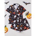 thumbnail image 4 of ATAIKU Halloween Silk Satin Pajama Set for Women 2 Piece Lounge Pjs Shorts Matching Ghost Pumpkin Sleepwear Button Down Shirt Shorts, 4 of 10