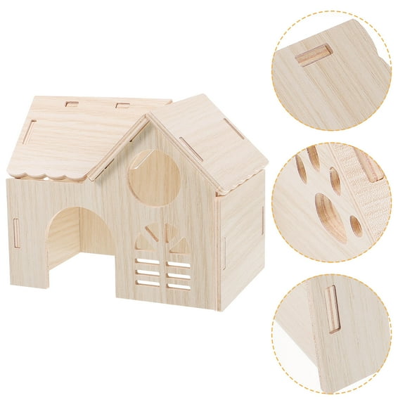 OUNONA Beige Synthetic Guinea Pig Hideout Safe Sturdy for Hamsters and Small Pets 10.5 x 8.5 x 8.5 Inches