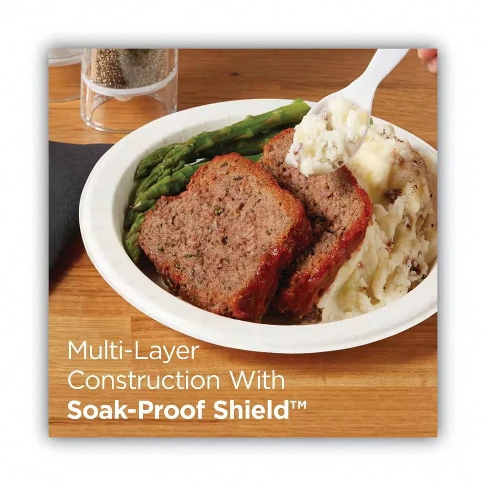 Pathways 8.5 in. Green/Burgundy Soak-Proof Shield Mediumweight Disposable Paper Plates (125 Per Case)