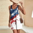 thumbnail image 5 of Cavosen Fourth of July Plus Size Loose Patriotic Jumpsuits Short Overalls with Pocket Star and Stripe Summer Vacation Rompers, 5 of 7