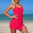 thumbnail image 4 of One Piece Swimsuit Women Padded Adjustable Strap Swim Dress Tummy Control Split Swim Dress Skirt Bathing Suit Built in Shorts Tennis Golf Skirts 2026 Summer Beach Vacation Outfits, 4 of 8