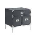 thumbnail image 4 of Inspired Home Norta Lacquer Finish Nightstand Chrome Leg Modern, Dark Grey, 4 of 9