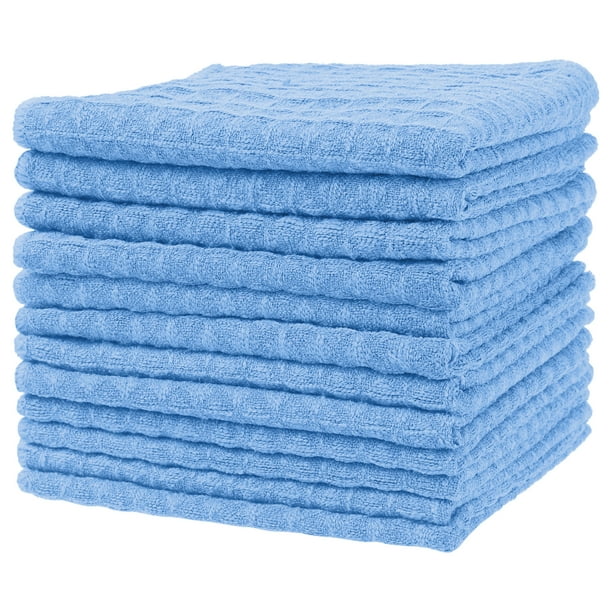 REGALWOVEN Paño de limpieza de microfibra de tejido waffle, toallas de cocina absorbentes y de secado rápido sin pelusa para lavar platos, azul 12" x 12" 12