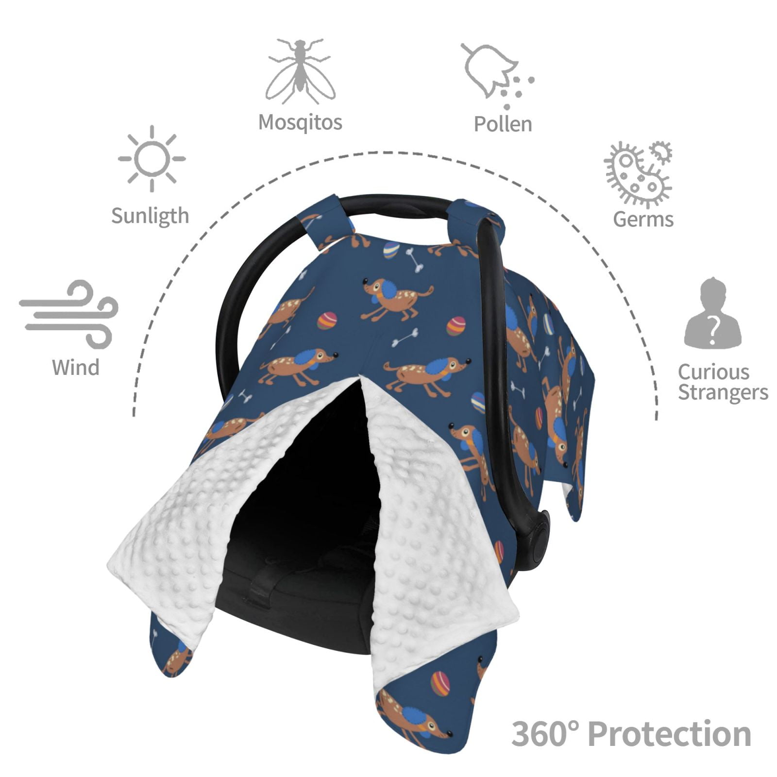 Car Seat Cover Baby - ball Dog Puppy Bone Breathable Infant Car Seat Cover for Baby Carseat, Lightweight Comfort Baby Essentials Must Haves Newborn Stuff for Girl Boy