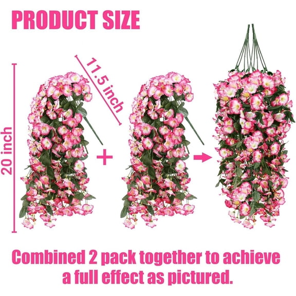 1 Artificial Morning Glory Artificial Hanging Flowers Plants For Outdoor Outside Spring Summer Decoration 1Pcs Realistic Morning Glory Trailing Vines For Home Porch Patio