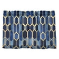 thumbnail image 7 of Yayeee Kitchen Curtains Tier Pair Light Filtering 27"x36" Rod Pocket Short Cafe Window Panel, Blue Hexagon Pattern, 7 of 7