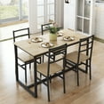thumbnail image 2 of Segmart 5 Piece, Modern Particleboard and Iron, Space Saving, Dining Table with Chair Beige/Black, 2 of 8