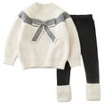 thumbnail image 2 of JIAYUE Child Clothes Sets Girls Knit Sweater Cardigan And Leggings Two Piece Outfit Bow Tie Round Neck Winter For Toddler Baby Suitable For 2 7 Years Old Casual Clothing, 2 of 3