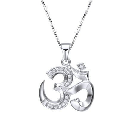 Jewel Zone Us Om Ohm Aum Symbol Pendant Necklace 14k White Gold Jewel Zone Us Om Ohm Aum Symbol Pendant Necklace 14k White Gold Over Sterling Silver