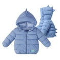 thumbnail image 7 of Spazoro Toddler Girls Puffer Jackets, Windproof Full-Zip Dinosaur Hood Fleece Padded Winter Coat for Kids Blue Size 5 T, 7 of 7