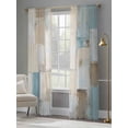 thumbnail image 5 of Blue Beige Semi Sheer Curtains 84 Inch Length 2 Panels Set, Modern Abstract Color Blocks Sheer Kitchen Curtain Privacy Voile Window Curtain for Living Room Bedroom Rod Pocket Drapes, 5 of 7