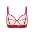 thumbnail image 6 of iiniim Women's Wet Look Faux Leather Wire-free Unlined Bra Top Triangle Bralette Underwear Red L, 6 of 7
