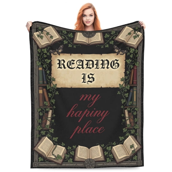 Book Throw Blanket, Mystic Galaxy and Storybook Layout, Soft Flannel Accent for Bedroom and Sofa Lounging 50x40