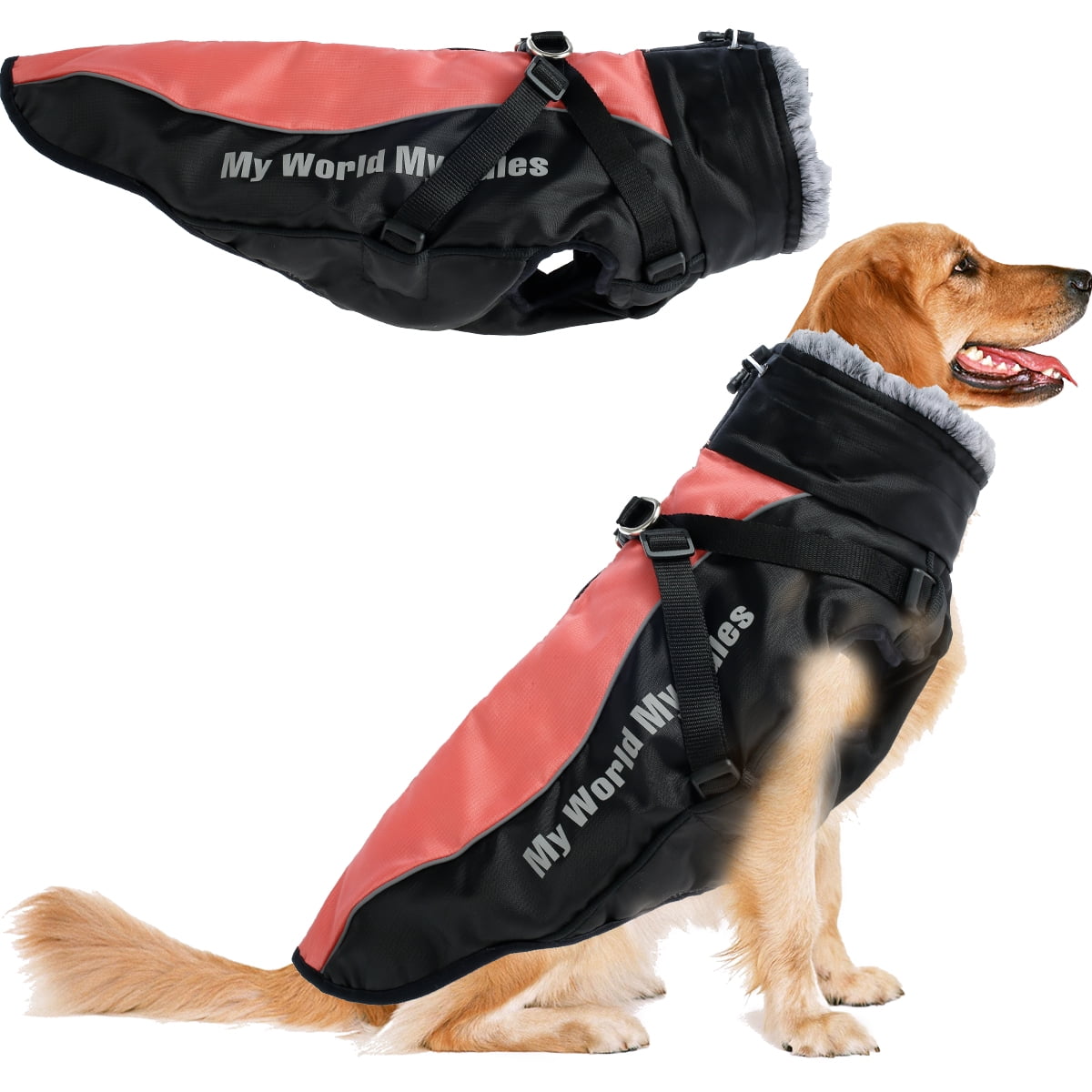 waterproof dog jacket with harness hole