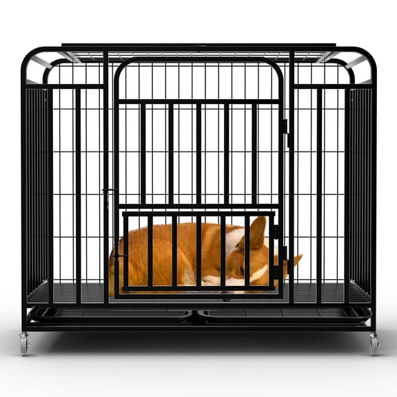 42-Inch Heavy-Duty Dog Crate with Lockable 360° Wheels & Multiple Doors – Easy-Assembly Metal Pet Cage for Small/Medium Dogs