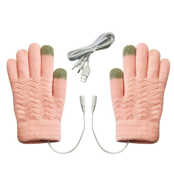 USB Heated Gloves Electric Heated Mittens Women Winter Warm Double-sided Heating Full Hands USB Rechargeable Gloves