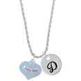 thumbnail image 1 of Delight Jewelry Baby Boy Blue Heart with Baby Feet Silvertone Script Initial Disc - D - Charm Necklace, 20"+3", 1 of 4