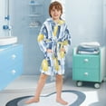 thumbnail image 5 of FORMRS Niños Bathrobe Unisex Hooded Robe Soft Plush Pajamas Sleepwear, Size 2-3T, Light Blue Lemon, 5 of 7