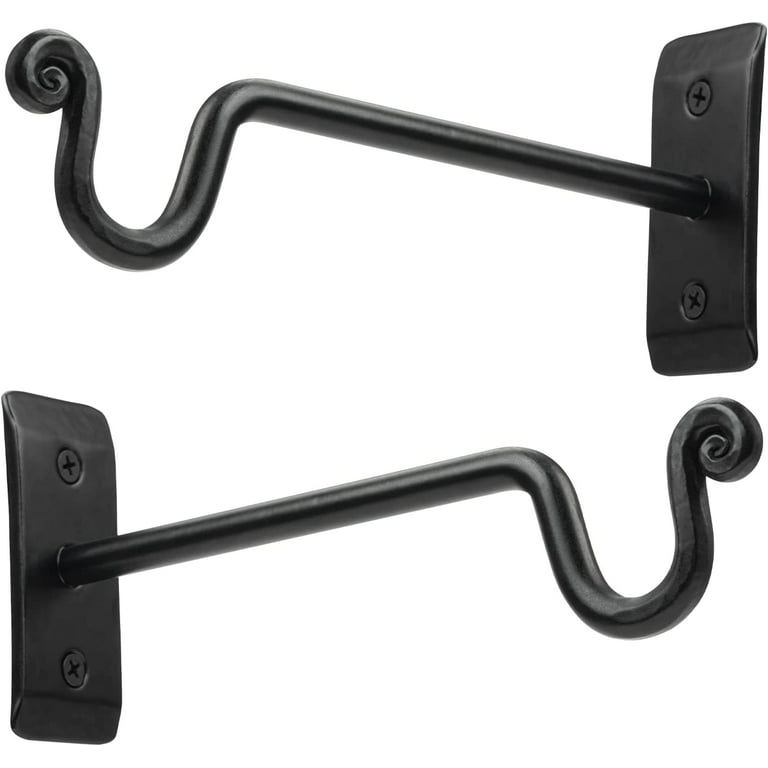 Terry 2 Pack - Capacity 37.5lbs - Cast Iron Wall Plant Hanger Outdoor, Bird Feeder, Planter - Black, Size: 8 inch