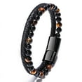 thumbnail image 3 of Natural Agate Stone Leather Beaded Bracelet Leather Beaded Bracelets, 3 of 4