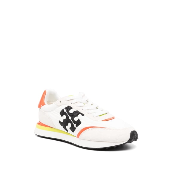Tory Burch Women's Destiny Trainers, White/Perfect Black/Orange, 10