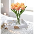 thumbnail image 5 of Tulip Artificial Flower Faux Peach Flowers Tulips in Clear Vase Flower Arrangement in Faux Water Dining Table Centerpiece Home Decor, 5 of 6