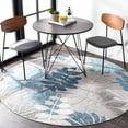 thumbnail image 3 of SAFAVIEH Cabana Elouise Botanical Indoor/Outdoor Area Rug, Grey/Blue, 3' x 3' Round, 3 of 13