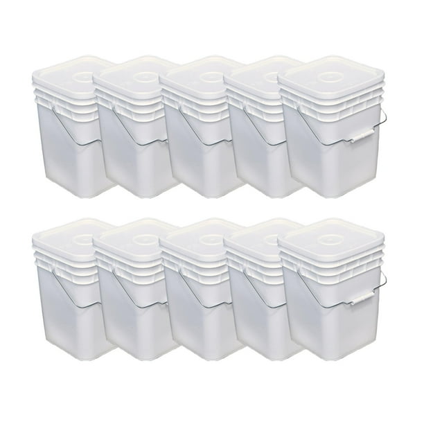 United States Plastic Buckets Tight Fitting Lids Storage 4 Gallon Pack
