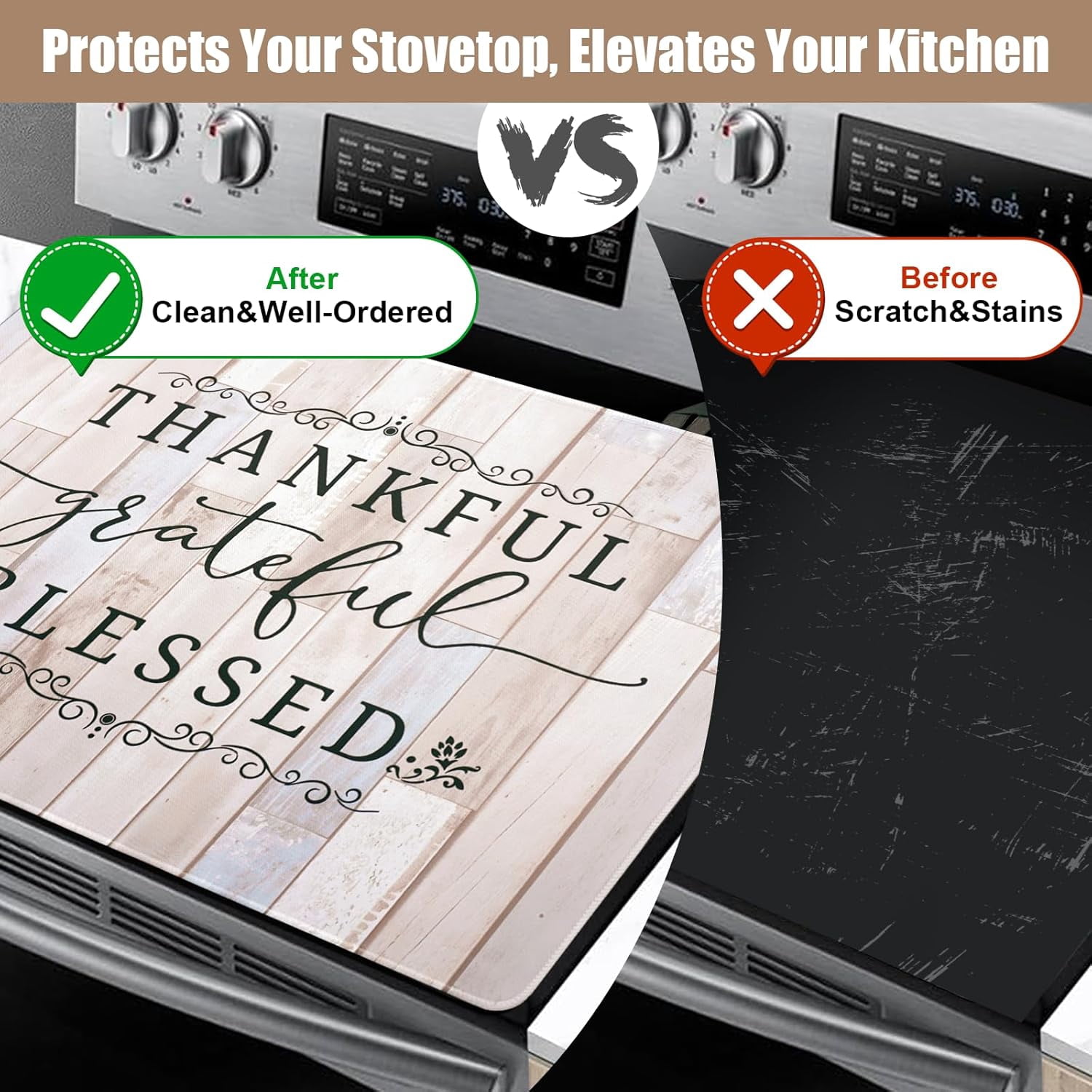 Stove Top Covers for Electric Stove, Glass Cooktop Protector Heat Resistant Stovetop Mat for Kitchen Decor 28 x 20 Inch