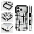 thumbnail image 3 of Black White Abstract Lines Pattern Leather Wallet Case for iPhone 12 mini Wallet Case Card Holder Flip, 3 of 8