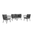thumbnail image 2 of Modway Riverside 4 Piece Outdoor Patio Aluminum Set in Gray Charcoal, 2 of 10