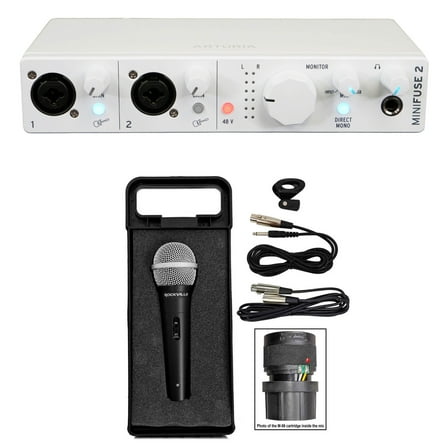 Arturia Minifuse 2 White Portable 2x2 Audio USB Recording Interface Microphone