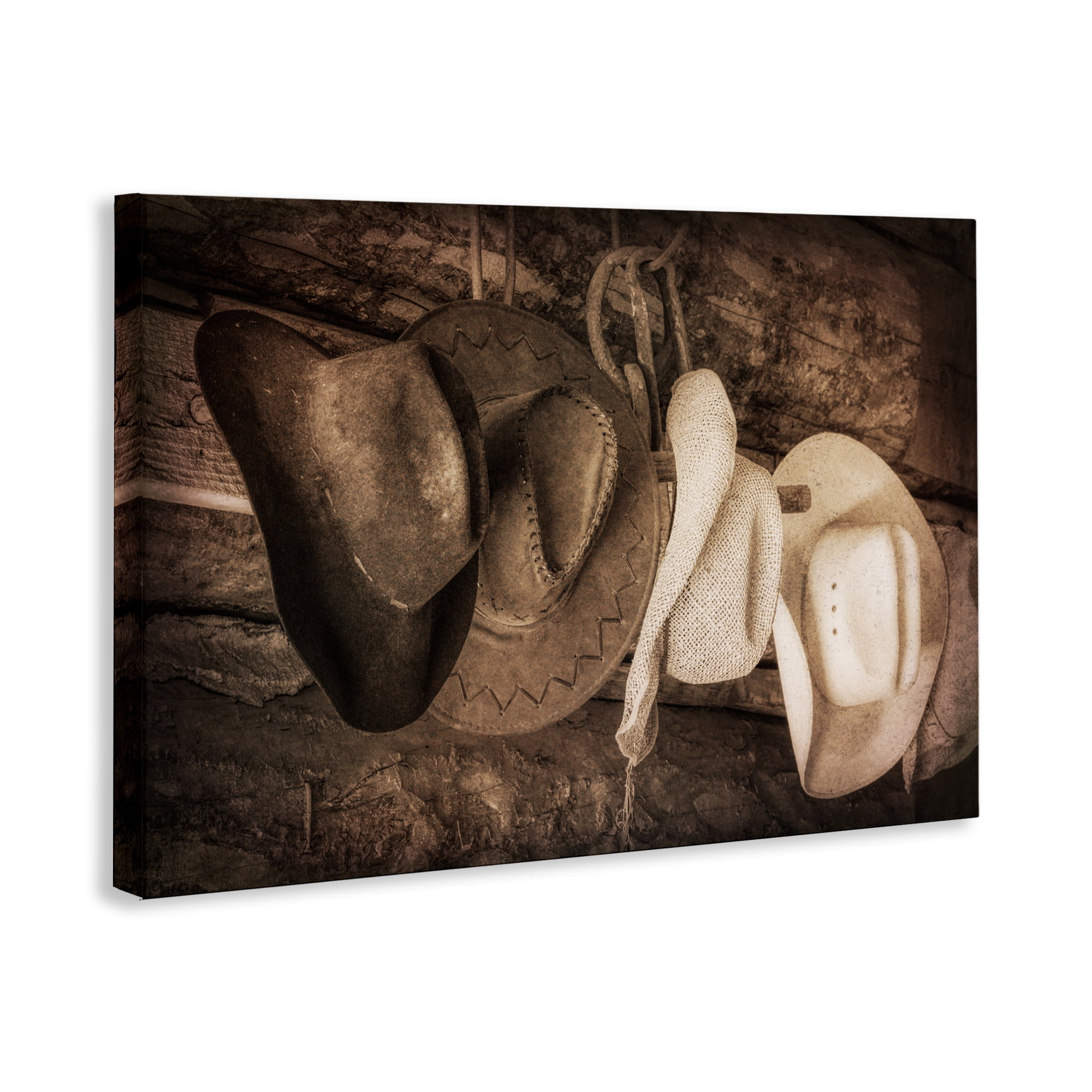 Stupell Industries Rustic Cowboy Hats Entertainment Painting Wrapped Canvas Art Print Wall Art, 45 x 30
