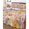 thumbnail image 3 of Quilts Full Size, Spring Floral Soft Comforter Bedding Set for Bed, Elegant Summer Flowers Botanical Watercolor Lightweight Quilted Bedspread with Pillow Cover(2 Pieces) for All Season, 78x90 Inch, 3 of 6
