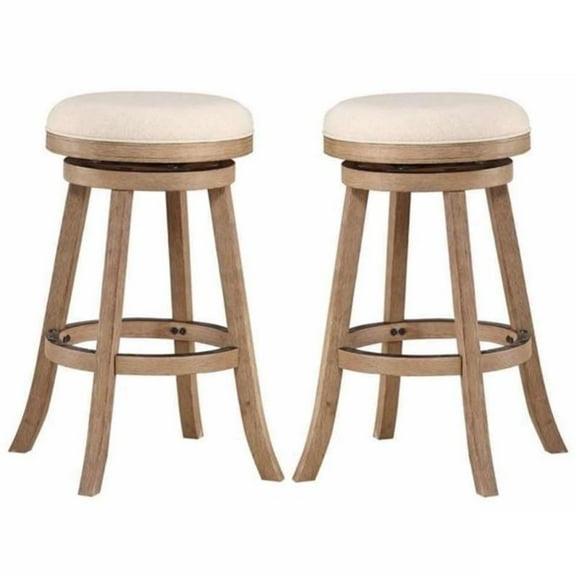 Home Square 29" Fenton Barstool in Driftwood Wire-Brush and Ivory - Set of 2
